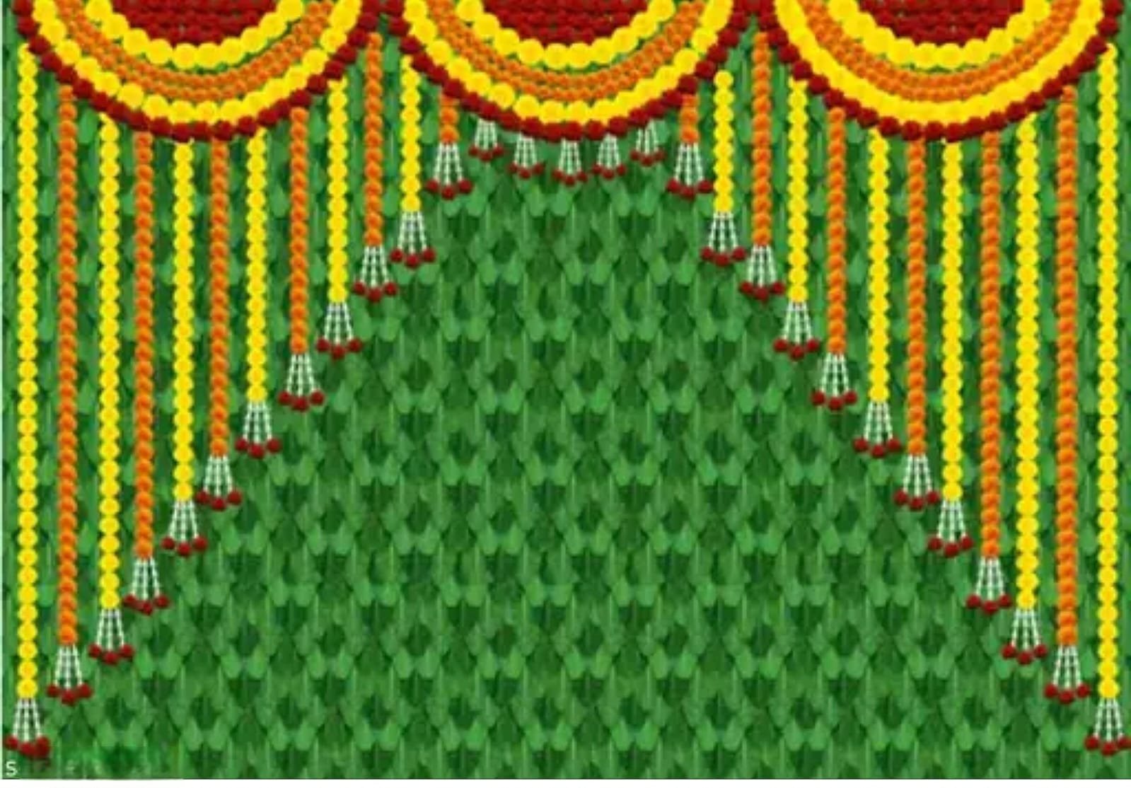 Banana Patra Decoration Traditional Indian Backdrop | Janmashtami & Pooja