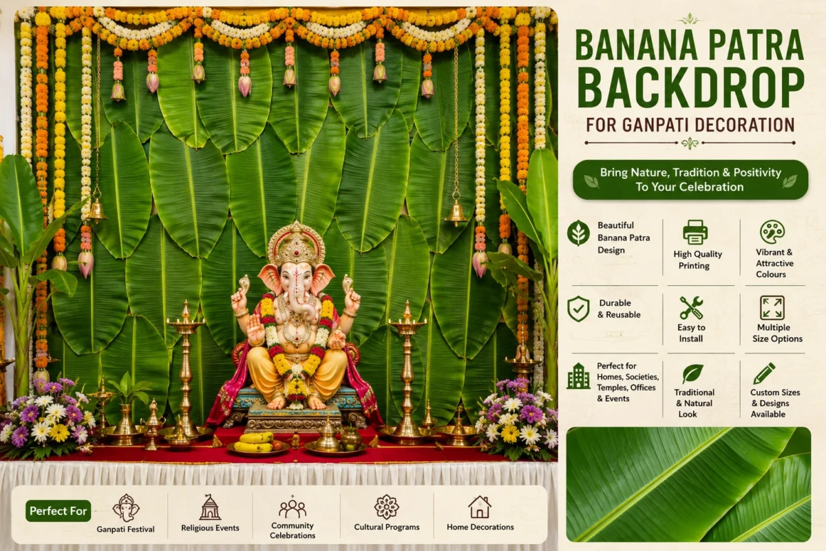 Banana Patra Backdrop for Ganpati Decoration