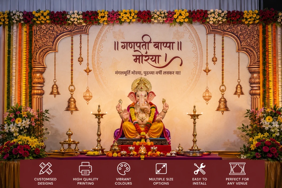 Ganpati Backdrop Decoration Ideas for Ganesh Chaturthi 2026