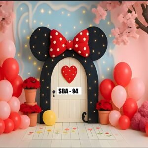 Minnie Mouse Birthday Backdrop Pink Kids Party Decoration
