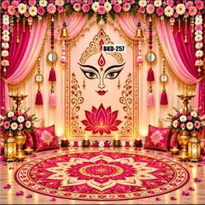 Festive backdrop for home pooja, backdrop decoration cloth (