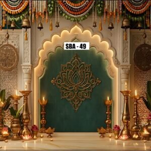 Festive backdrop for home pooja, backdrop decoration cloth