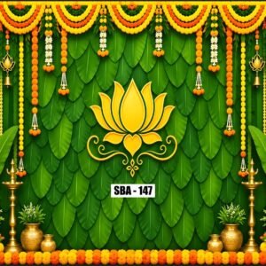 Festive backdrop for home pooja, backdrop decoration cloth
