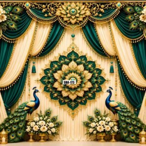 Festive backdrop for home pooja, backdrop decoration cloth