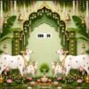 Festive backdrop for home pooja, backdrop decoration cloth