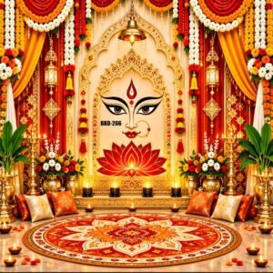 Festive backdrop for home pooja, backdrop decoration cloth