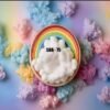 3D Pastel Rainbow & Fluffy Cloud Smoke Birthday Backdrop Banner for Newborn & Kids Photoshoot