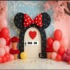 Minnie Mouse Ears Arch & Cherry Blossom Birthday Backdrop Banner for Girls