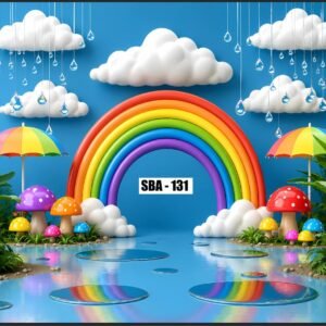 Vibrant Rainbow & Cloud Fantasy Backdrop Decor