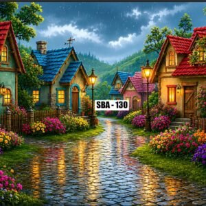 Fairytale Village Cobblestone Street Photo Backdrop