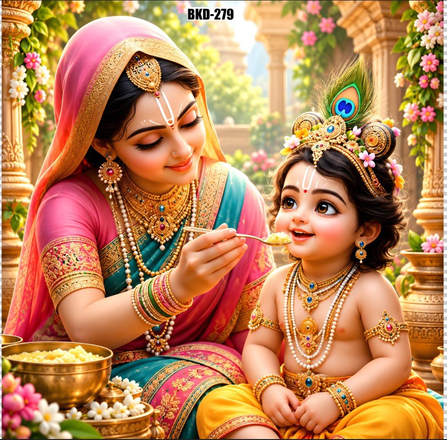 Shubh Annaprashan Backdrop | Maa Yashoda Krishna Ceremony Background Cloth | Annaprashan Sanskar Decoration | Baby Rice Ceremony Backdrop | Hindu Puja Mandir Decor | Traditional Indian Baby Shower backdrop