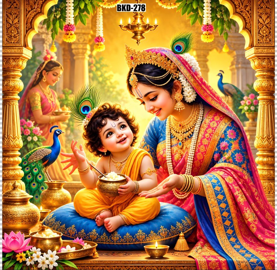 Shubh Annaprashan Backdrop | Maa Yashoda Krishna Ceremony Background Cloth | Annaprashan Sanskar Decoration | Baby Rice Ceremony Backdrop | Hindu Puja Mandir Decor | Traditional Indian Baby Shower backdrop