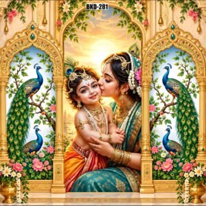 Shubh Annaprashan Backdrop | Maa Yashoda Krishna Ceremony Background Cloth | Annaprashan Sanskar Decoration | Baby Rice Ceremony Backdrop | Hindu Puja Mandir Decor | Traditional Indian Baby Shower backdrop