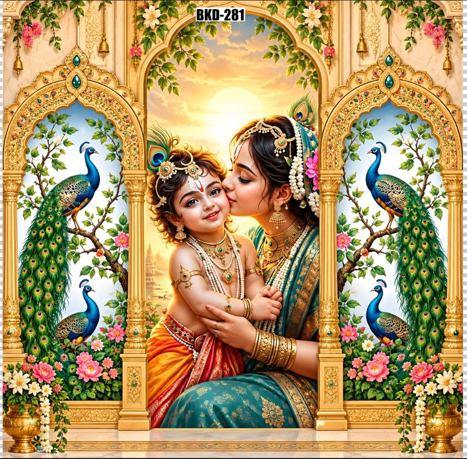 Shubh Annaprashan Backdrop | Maa Yashoda Krishna Ceremony Background Cloth | Annaprashan Sanskar Decoration | Baby Rice Ceremony Backdrop | Hindu Puja Mandir Decor | Traditional Indian Baby Shower backdrop
