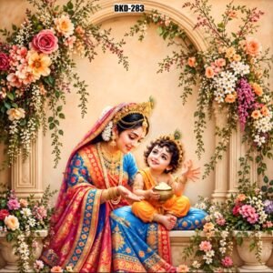 Shubh Annaprashan Backdrop | Maa Yashoda Krishna Ceremony Background Cloth | Annaprashan Sanskar Decoration | Baby Rice Ceremony Backdrop | Hindu Puja Mandir Decor | Traditional Indian Baby Shower backdrop